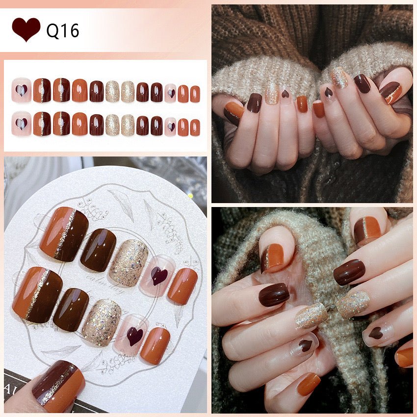 Colorful Press on Nails Glue on Kit for Women | Nail Glue & Tools Colorful Cute False Nails with Smiley Face & Heart Design, Bright Neon Glitter Nails for Summer Party, Kawaii Nail Art Set with Glue CQ