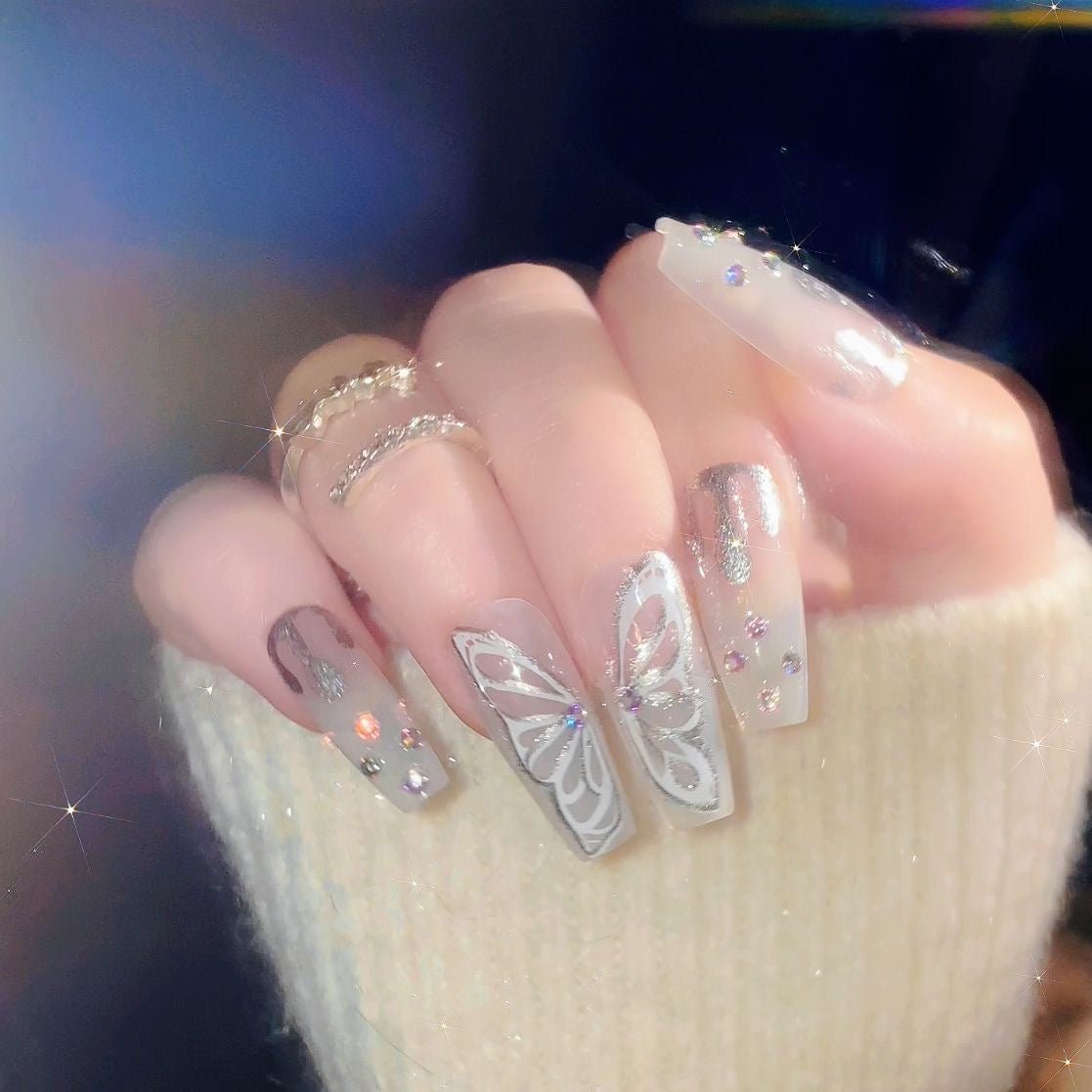 Delicate Press on Nails Glue on Kit for Women | Nail Glue & Tools Short Natural False Nails Kit with Nail Glue, Soft Nude Pink Simple Elegant Nails for Everyday Wear Tips CQ