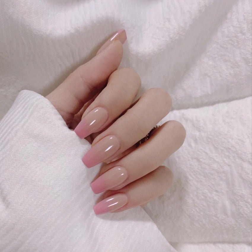 Minimalist Press on Nails Glue on Kit for Women | Nail Glue & Tools Short Square Natural False Nails, Simple Elegant Nude Beige Acrylic Nails for Everyday Wear CQ
