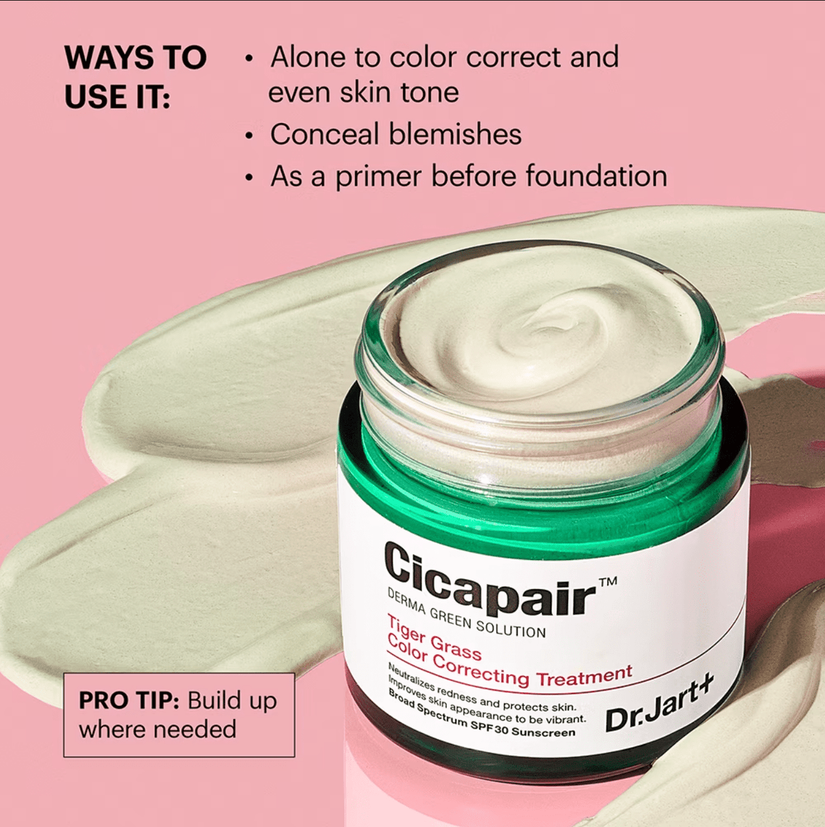 Dr.Jart Cicapair Tigergrass Color Correcting Treatment Cream – Redness - Reducing & Soothing Treatment for Even, Balanced Skin - Korean Beauty KR