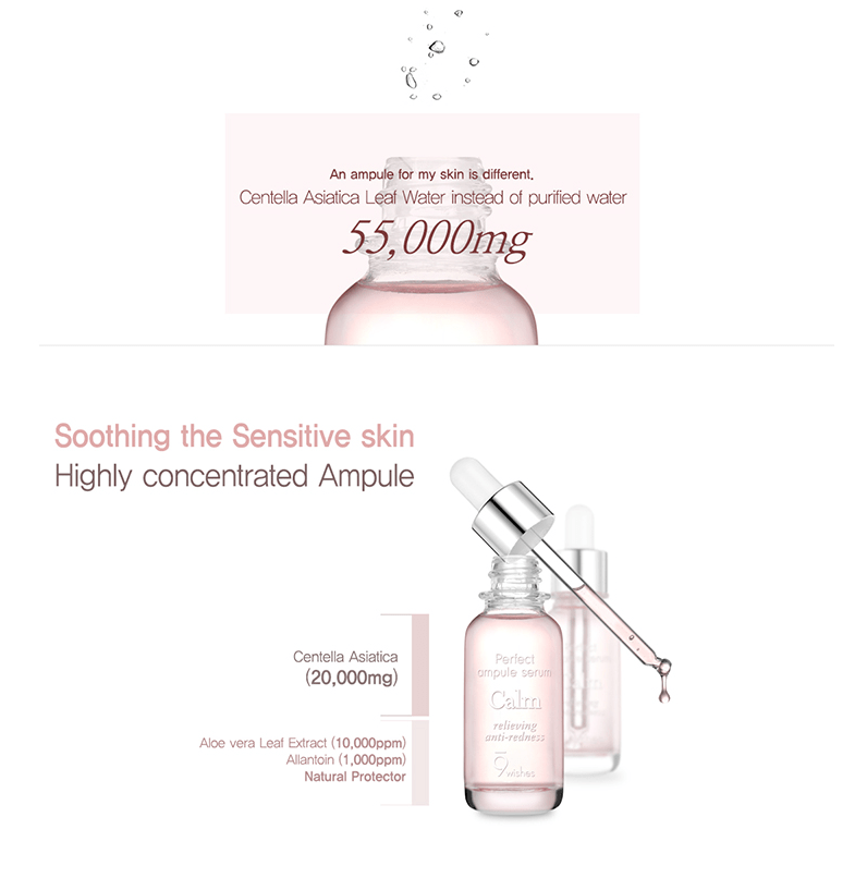 9Wishes Calm Ampule Serum 25ml – Soothing & Hydrating Serum for Sensitive, Balanced Skin - Korean Beauty KR