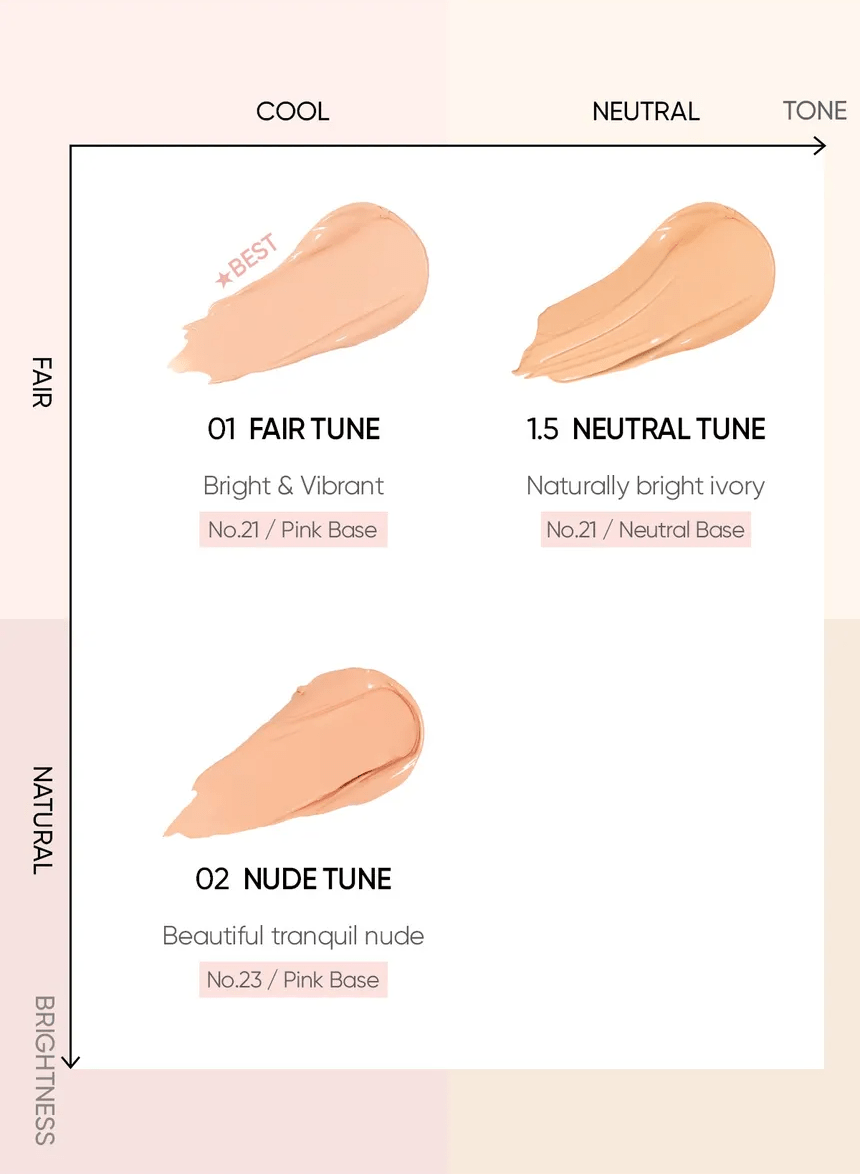 AMUSE Skin Tune Vegan Cover Cushion – Full Coverage Vegan Cushion Foundation for Flawless, Natural - Looking Skin - Korean Beauty KR
