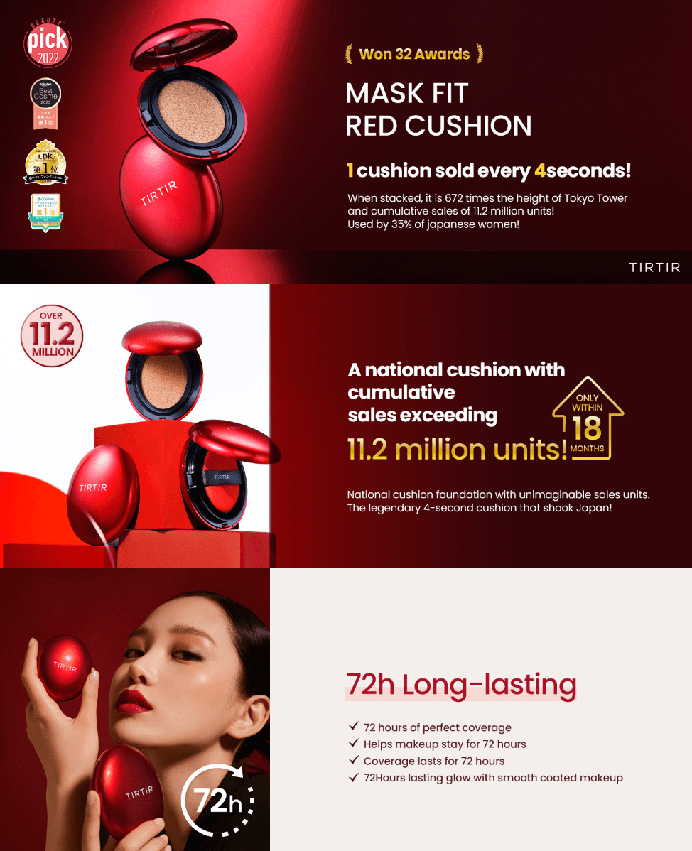 TIRTIR Mask Fit Red Cushion – Full Coverage Cushion Foundation for Flawless, Long - Lasting Skin - Korean Beauty KR