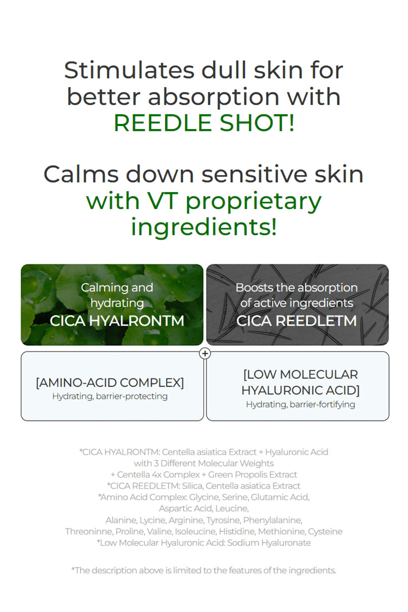 VT Cosmetics VT Reedle Shot 100 – Nourishing Serum for Hydrated, Healthy Skin - Korean Beauty KR