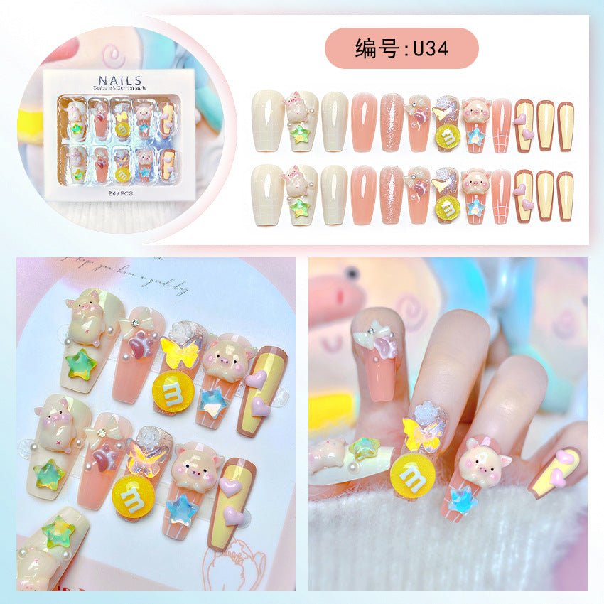 Diamond Nails Press - On Nails – Glue - On Nail Kit for Women | Perfect Gift Set with Glue for Instant Manicure - Korean Beauty KR