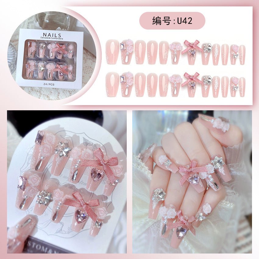 Diamond Nails Press - On Nails – Glue - On Nail Kit for Women | Perfect Gift Set with Glue for Instant Manicure - Korean Beauty KR