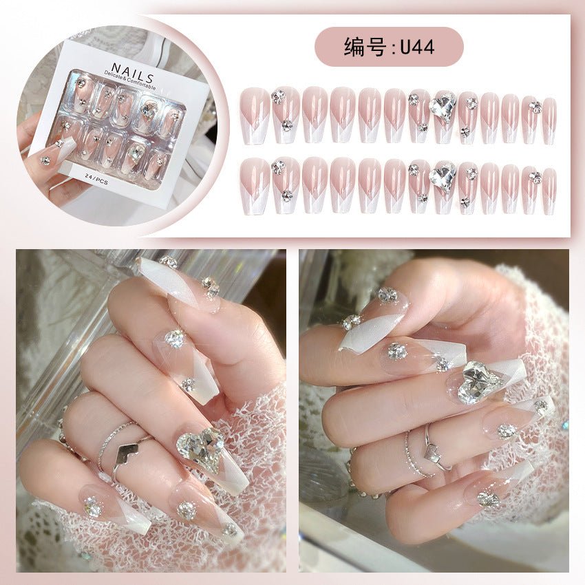 Diamond Nails Press - On Nails – Glue - On Nail Kit for Women | Perfect Gift Set with Glue for Instant Manicure - Korean Beauty KR