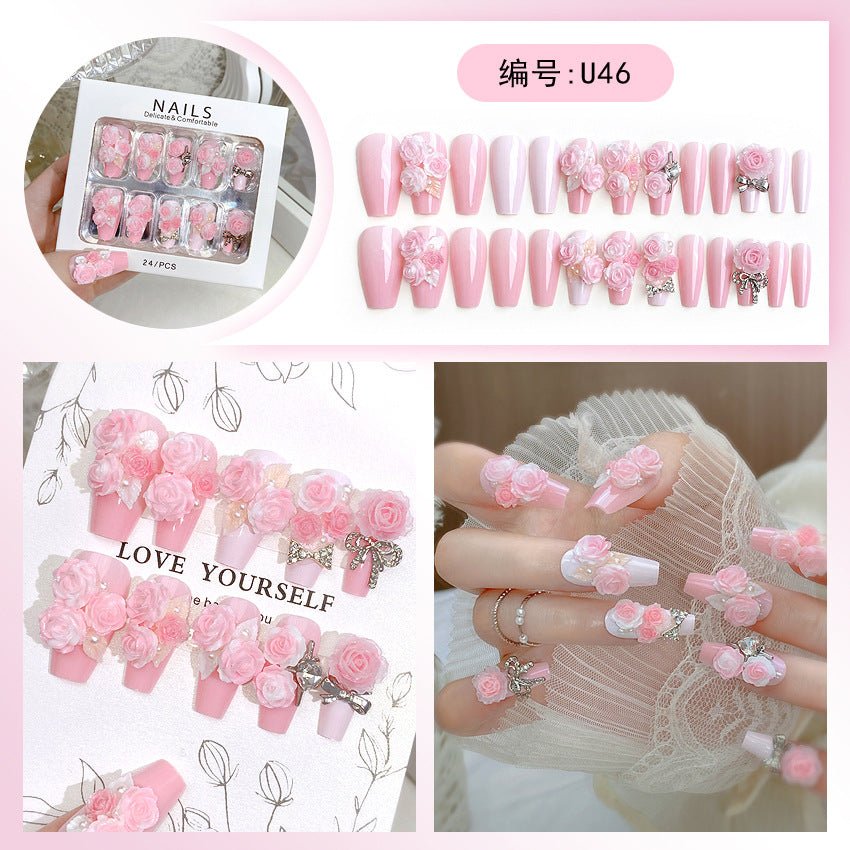 Diamond Nails Press - On Nails – Glue - On Nail Kit for Women | Perfect Gift Set with Glue for Instant Manicure - Korean Beauty KR