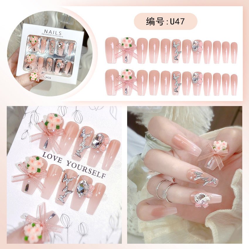 Diamond Nails Press - On Nails – Glue - On Nail Kit for Women | Perfect Gift Set with Glue for Instant Manicure - Korean Beauty KR