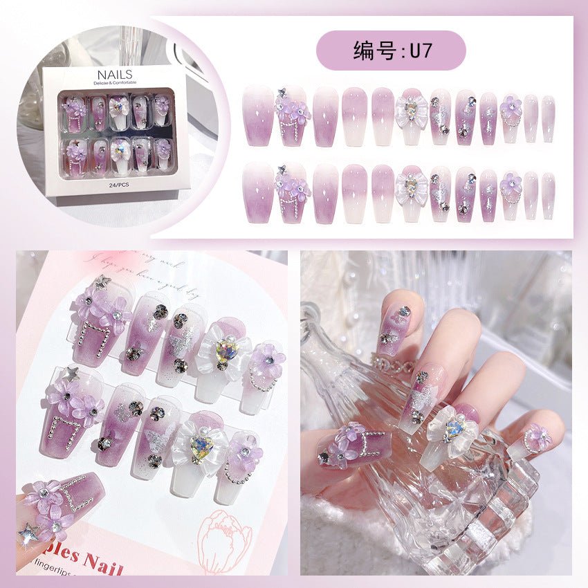 Diamond Nails Press - On Nails – Glue - On Nail Kit for Women | Perfect Gift Set with Glue for Instant Manicure - Korean Beauty KR