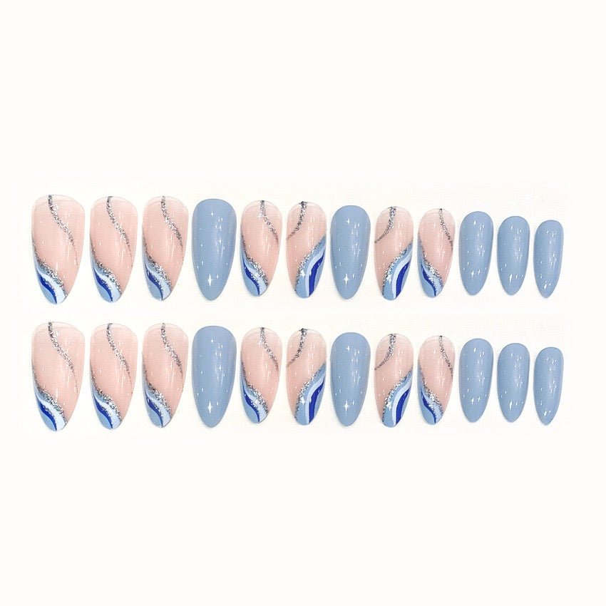 Siren Press on Nails Glue on Kit for Women | Nail Glue & Tools Extra Long Stiletto False Nails, Vampy Black Red Metallic Sharp Tips, Dangerous Glam Nail Art for Night Out CQ