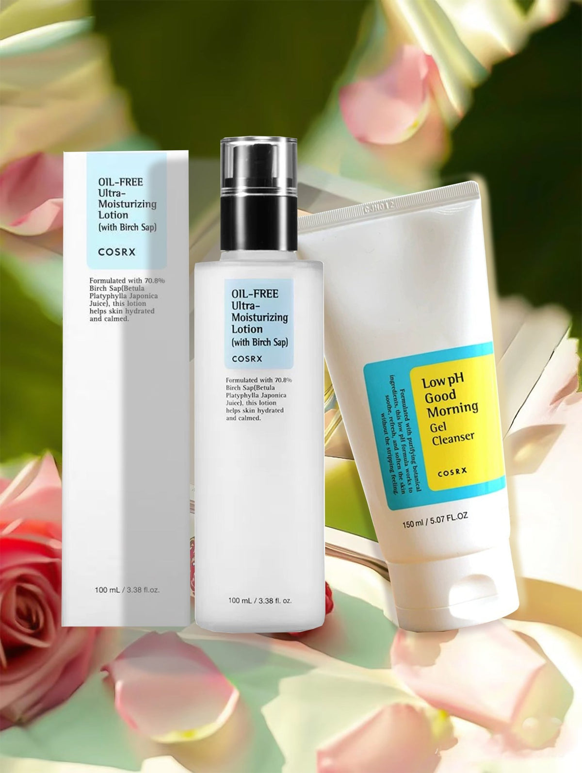 Cosrx Oil - Free Ultra - Moisturizing Lotion with Birch Sap + Low pH Good Morning Gel Cleanser – Hydrating & Gentle Skincare Duo for Healthy, Balanced Skin - Korean Beauty KR