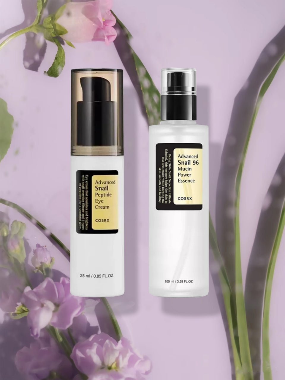 Cosrx Advanced Snail 96 Mucin Power Essence + Snail Mucin Peptide Under Eye Cream – Hydrating & Repairing Skincare Duo for Glowing, Youthful Skin - Korean Beauty KR