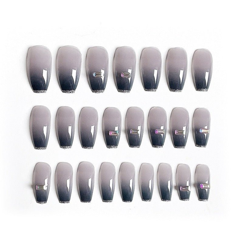 Siren Press on Nails Glue on Kit for Women | Nail Glue & Tools Extra Long Stiletto False Nails, Vampy Black Red Metallic Sharp Tips, Dangerous Glam Nail Art for Night Out CQ