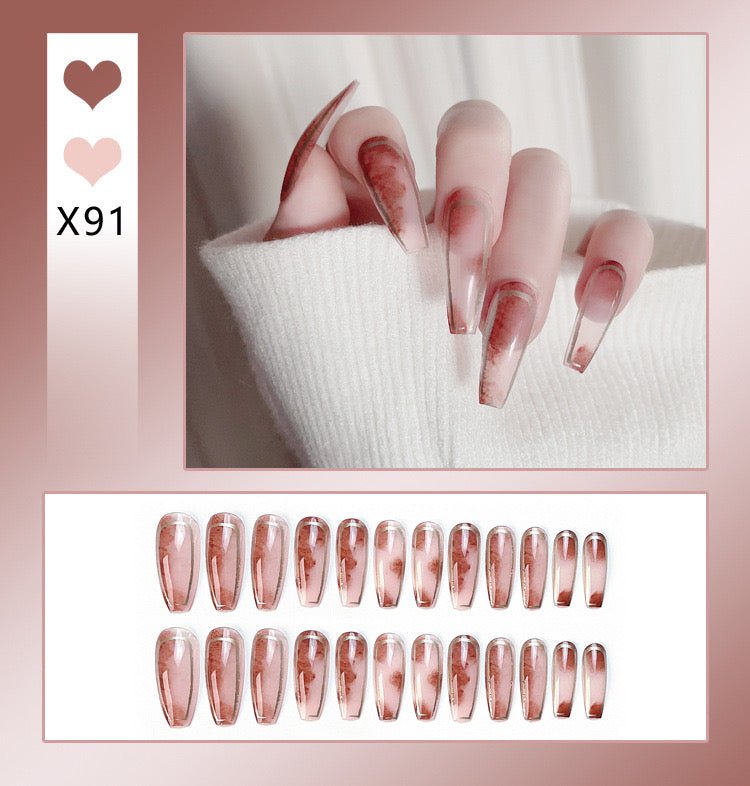 Siren Press on Nails Glue on Kit for Women | Nail Glue & Tools Extra Long Stiletto False Nails, Vampy Black Red Metallic Sharp Tips, Dangerous Glam Nail Art for Night Out CQ