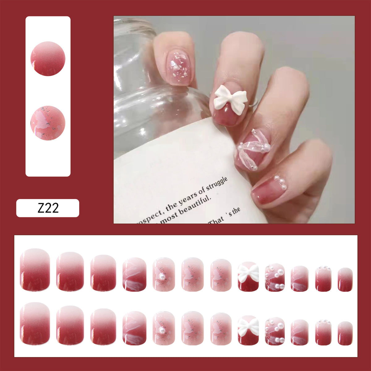 Diamond Nails Press - On Nails – Glue - On Nail Kit for Women | Perfect Gift Set with Glue for Instant Manicure - Korean Beauty KR