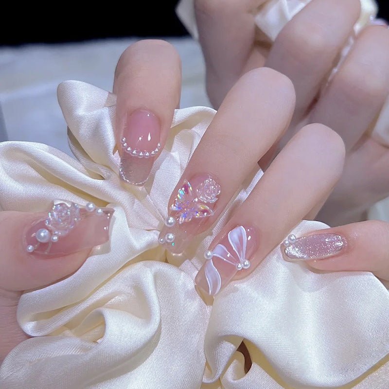 Diamond Nails Press - On Nails – Glue - On Nail Kit for Women | Perfect Gift Set with Glue for Instant Manicure - Korean Beauty KR