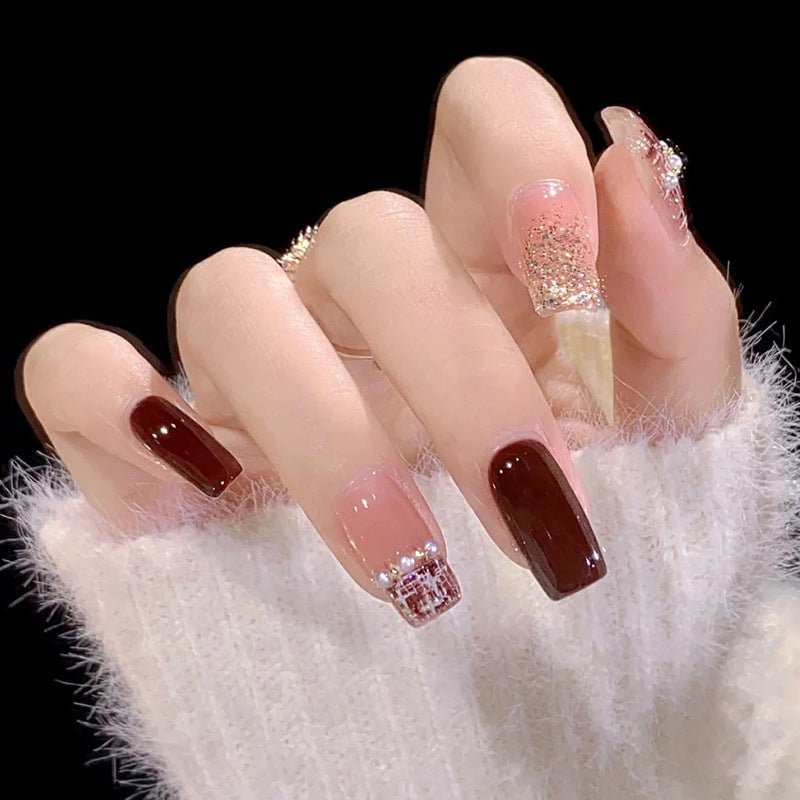 Diamond Nails Press - On Nails – Glue - On Nail Kit for Women | Perfect Gift Set with Glue for Instant Manicure - Korean Beauty KR