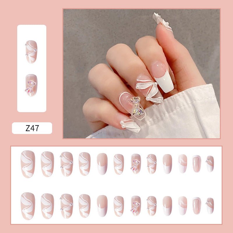 Diamond Nails Press - On Nails – Glue - On Nail Kit for Women | Perfect Gift Set with Glue for Instant Manicure - Korean Beauty KR