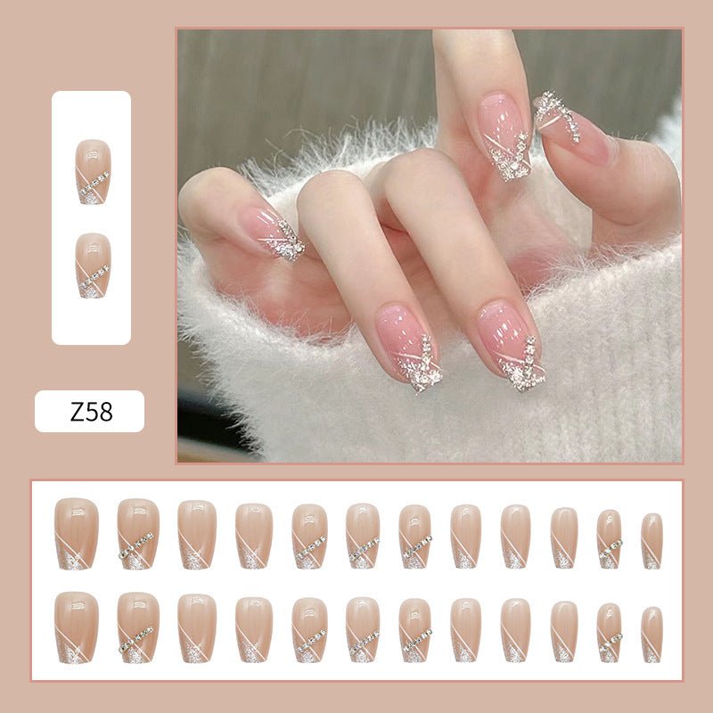 Diamond Nails Press - On Nails – Glue - On Nail Kit for Women | Perfect Gift Set with Glue for Instant Manicure - Korean Beauty KR