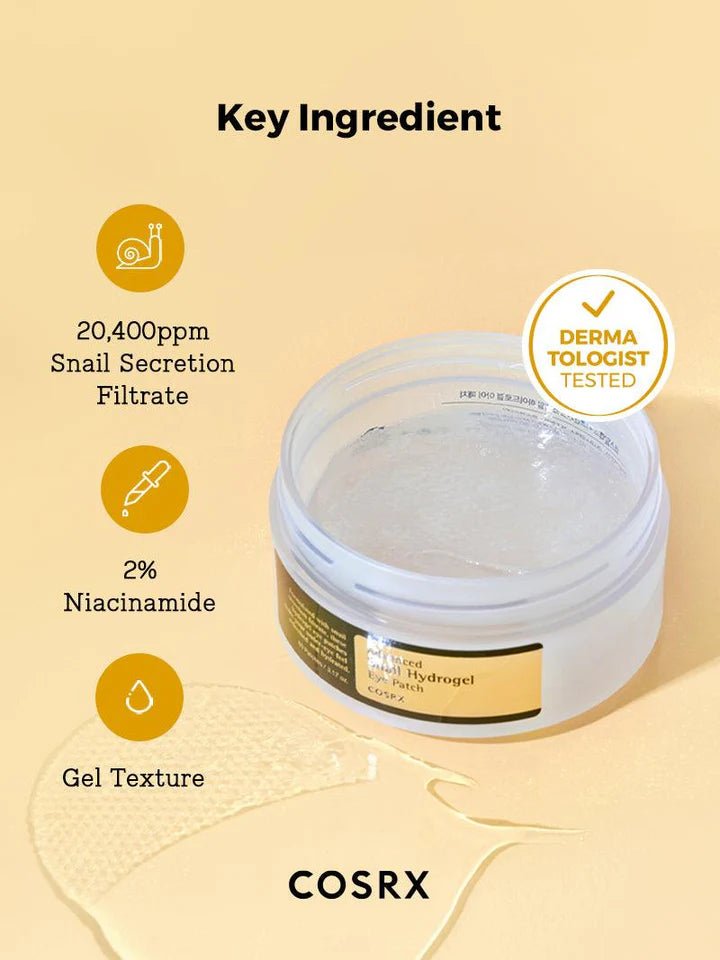 COSRX Advanced Snail Hydrogel Eye Patch – Soothing & Hydrating Eye Patches for Firm, Revitalized Under - Eyes - Korean Beauty KR