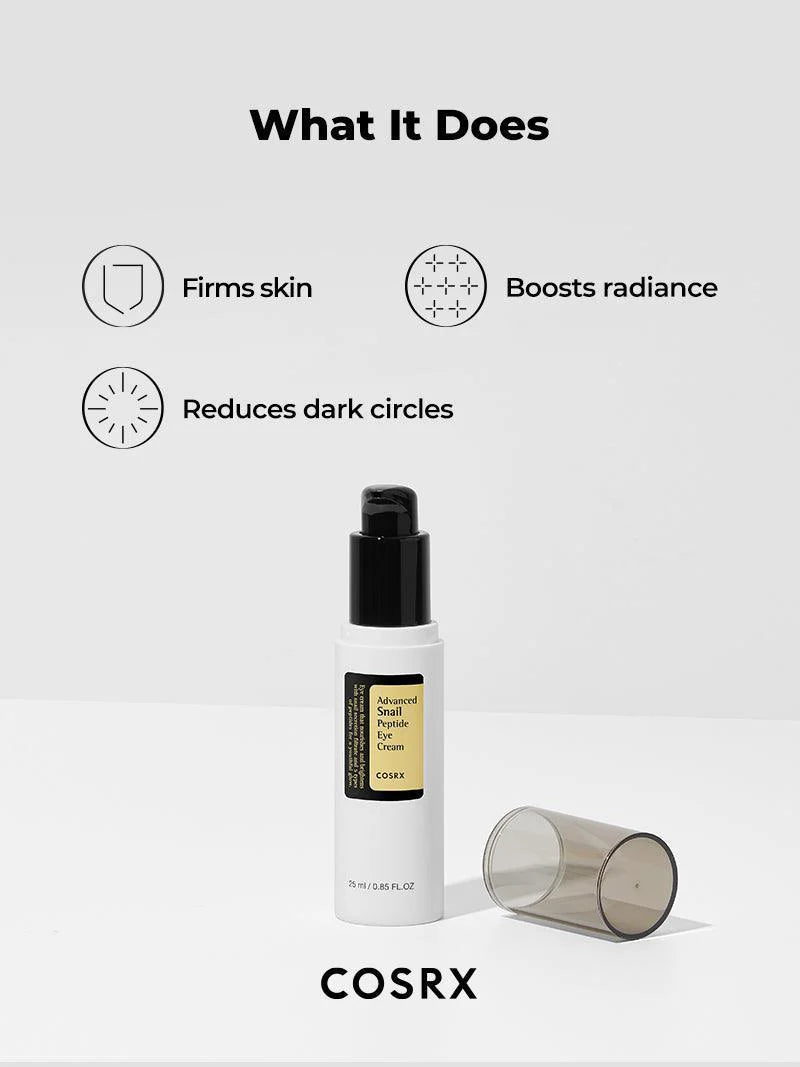 COSRX Advanced Snail Peptide Eye Cream 25ML – Anti - Aging & Hydrating Eye Cream for Dark Circles & Puffiness - Korean Beauty KR