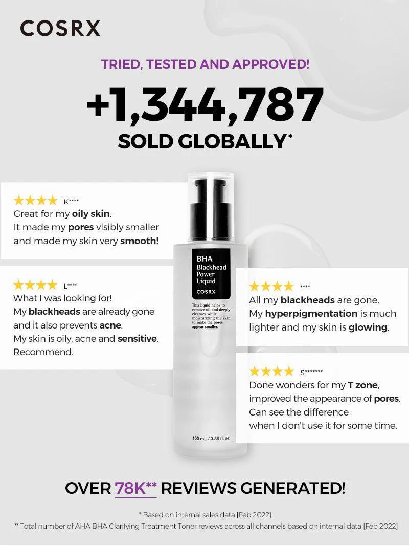 Cosrx BHA Blackhead Power Liquid 100ML – Exfoliating Liquid for Clear, Smooth Skin - Korean Beauty KR