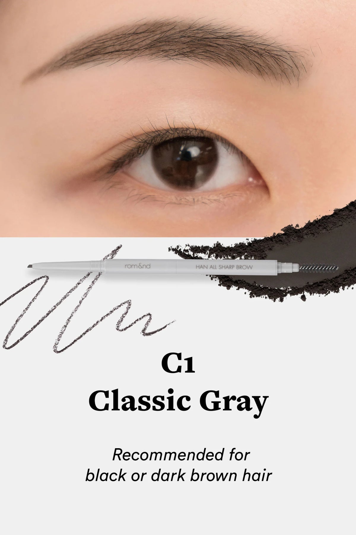 Rom&nd Han All Sharp Brow – Precise & Long - Lasting Brow Pencil for Defined, Natural Brows - Korean Beauty KR