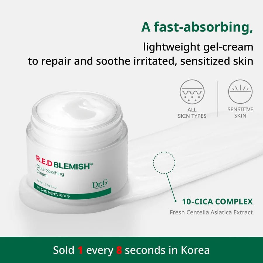 Dr.G Red Blemish Clear Soothing Cream 70ml – Calming & Hydrating Cream - Korean Beauty KR
