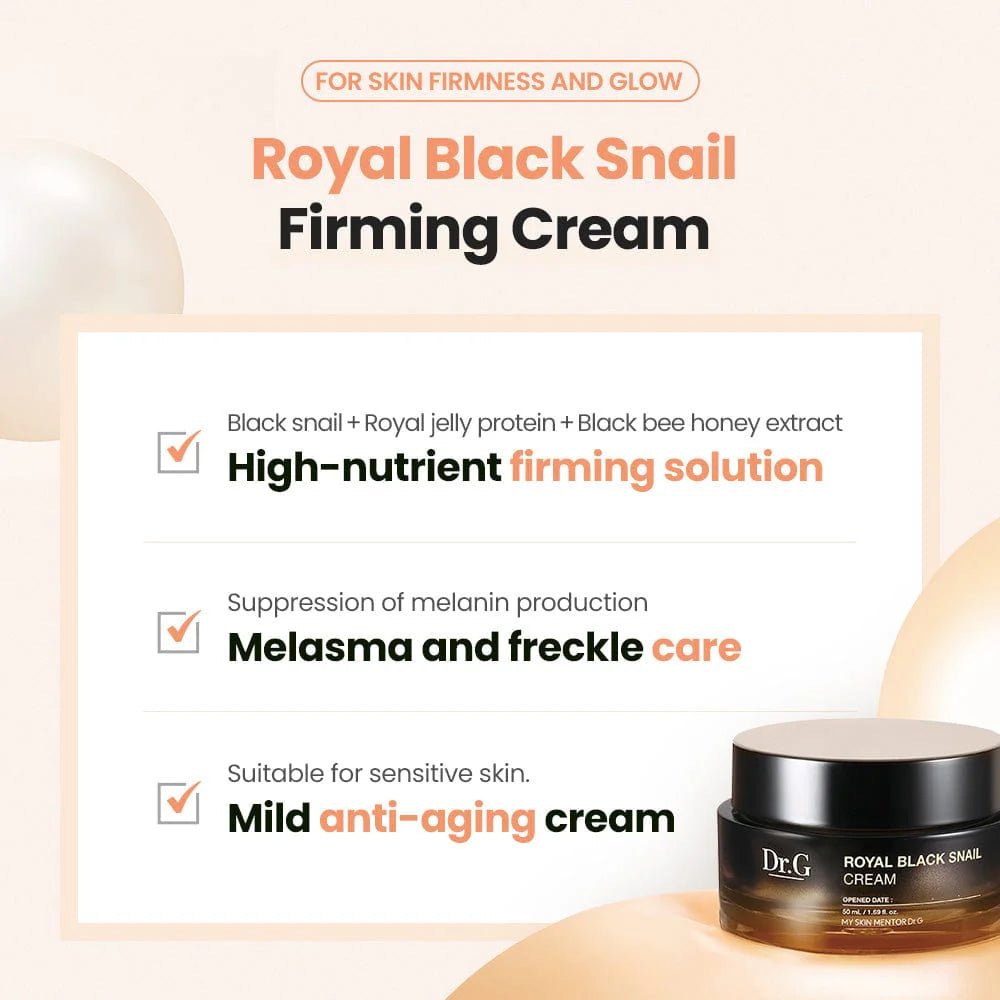 Dr.G Royal Black Snail Cream 50ml – Anti - Aging & Hydrating Cream for Firm, Youthful Skin - Korean Beauty KR