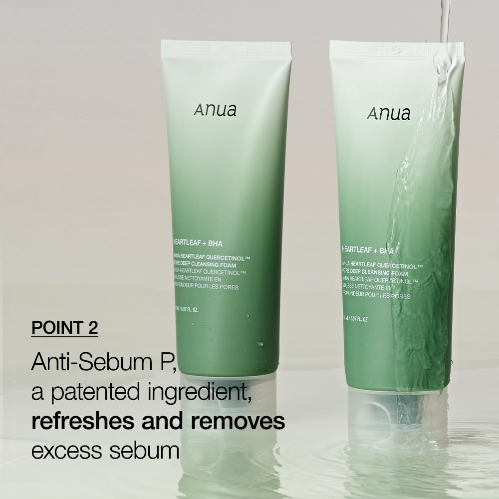 Anua Heartleaf Quercetinol Pore Deep Cleansing Foam 150ml – Pore - Minimizing Foam Cleanser with Heartleaf Extract - Korean Beauty KR