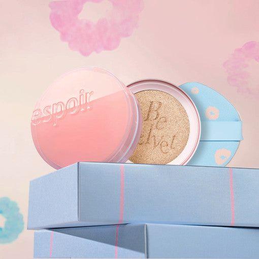 Espoir Pro Tailor Be Velvet Cover Cushion Cherry Blossom – 13g + 13g Refill – Long - Lasting Matte Finish & Smooth Coverage - Korean Beauty KR