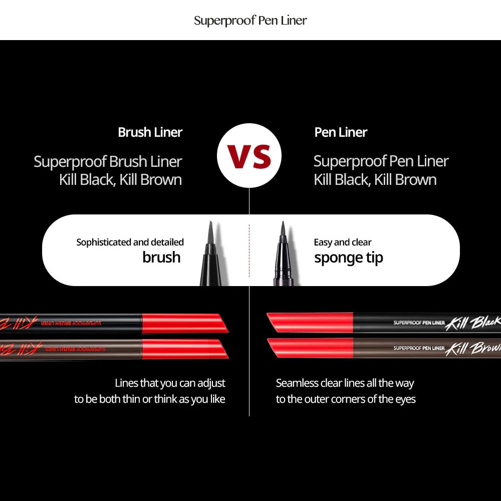 CLIO Superproof Pen Liner – Waterproof & Long - Lasting Liquid Eyeliner for Precise, Defined Eyes - Korean Beauty KR