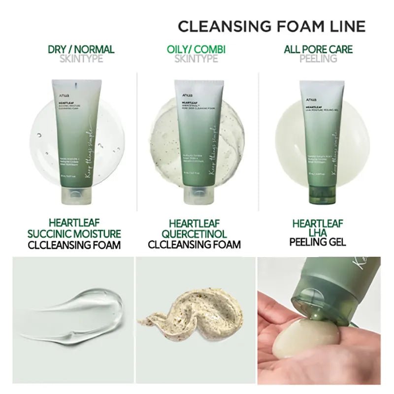 Anua Heartleaf Quercetinol Pore Deep Cleansing Foam 150ml – Pore - Minimizing Foam Cleanser with Heartleaf Extract - Korean Beauty KR