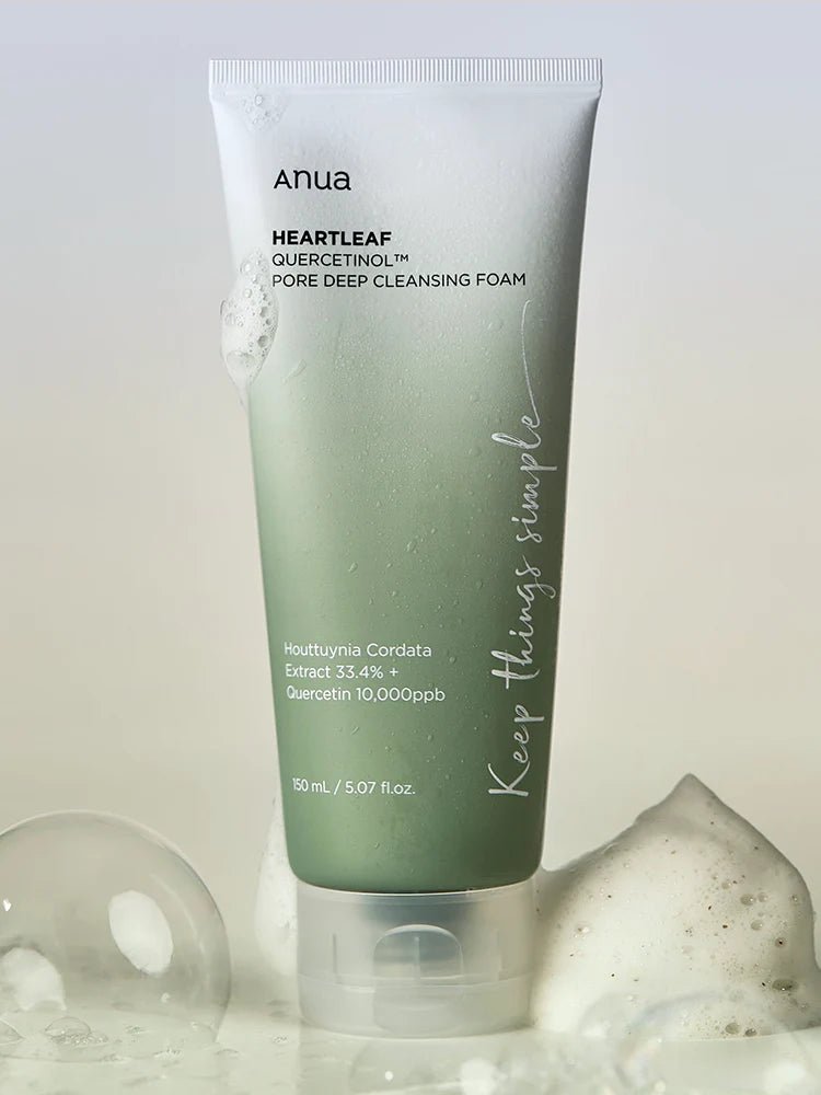 Anua Heartleaf Quercetinol Pore Deep Cleansing Foam 150ml – Pore - Minimizing Foam Cleanser with Heartleaf Extract - Korean Beauty KR