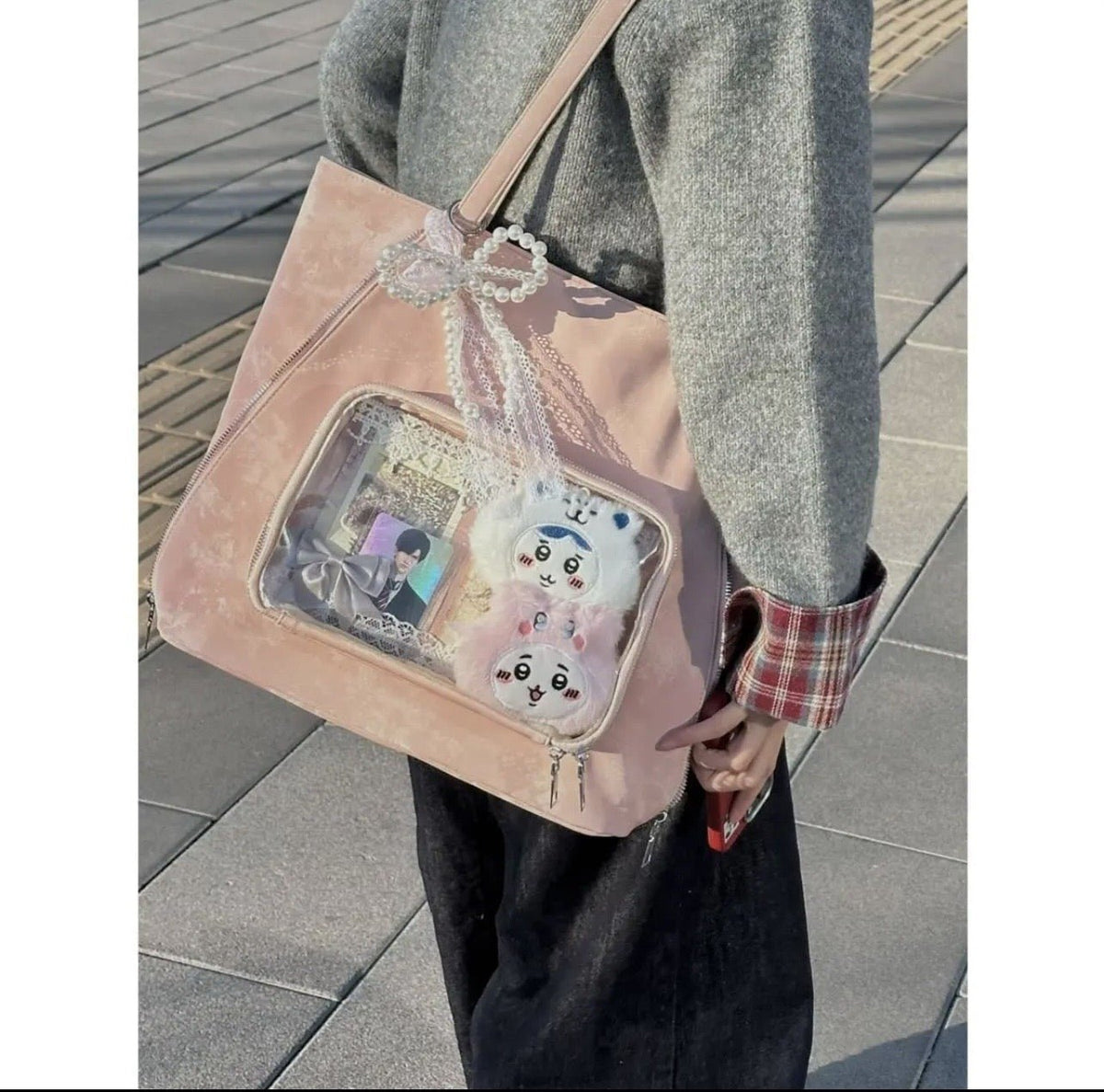 Korean K-Pop Ita Bag – Pink Photocard Display Shoulder Bag 🎀 - Korean Beauty KR