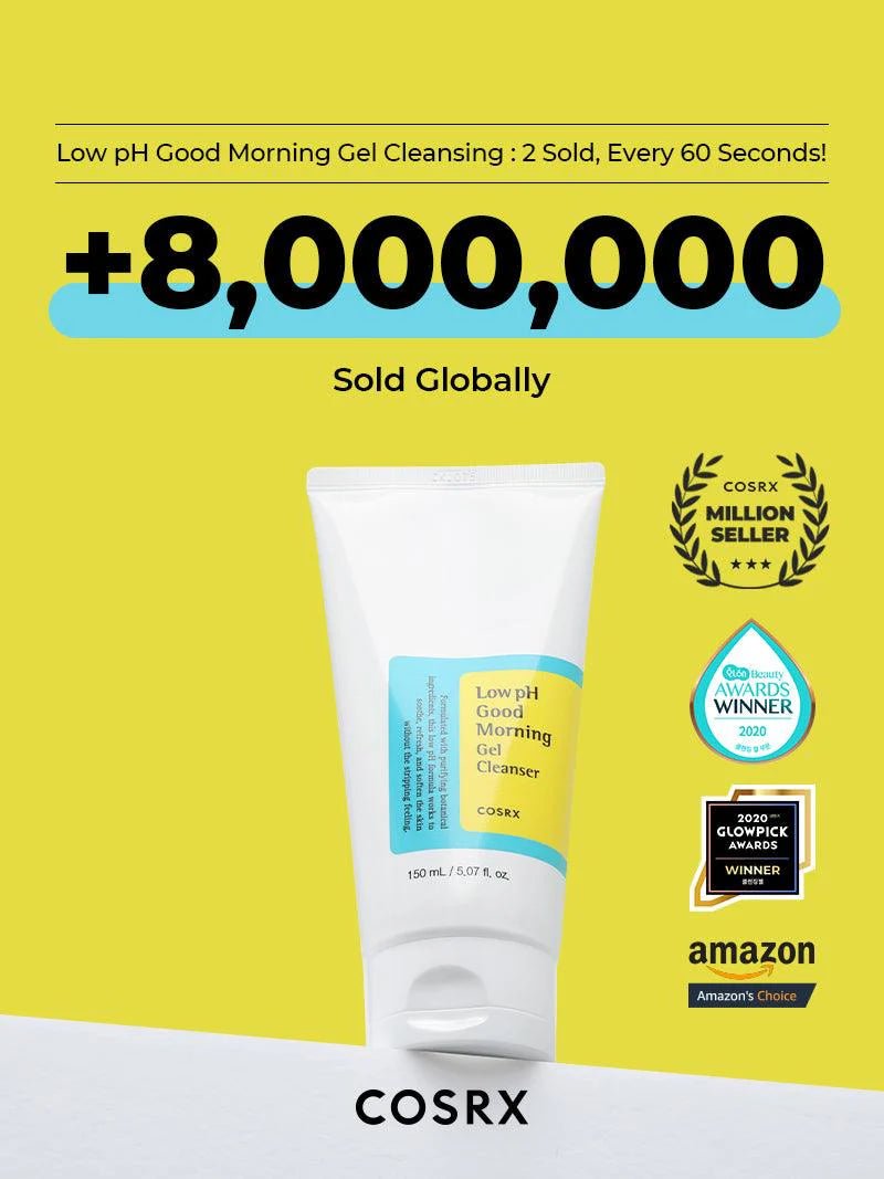 COSRX Low pH Good Morning Gel Cleanser 150ml – Gentle & Refreshing Gel Cleanser for Soft, Clean Skin - Korean Beauty KR