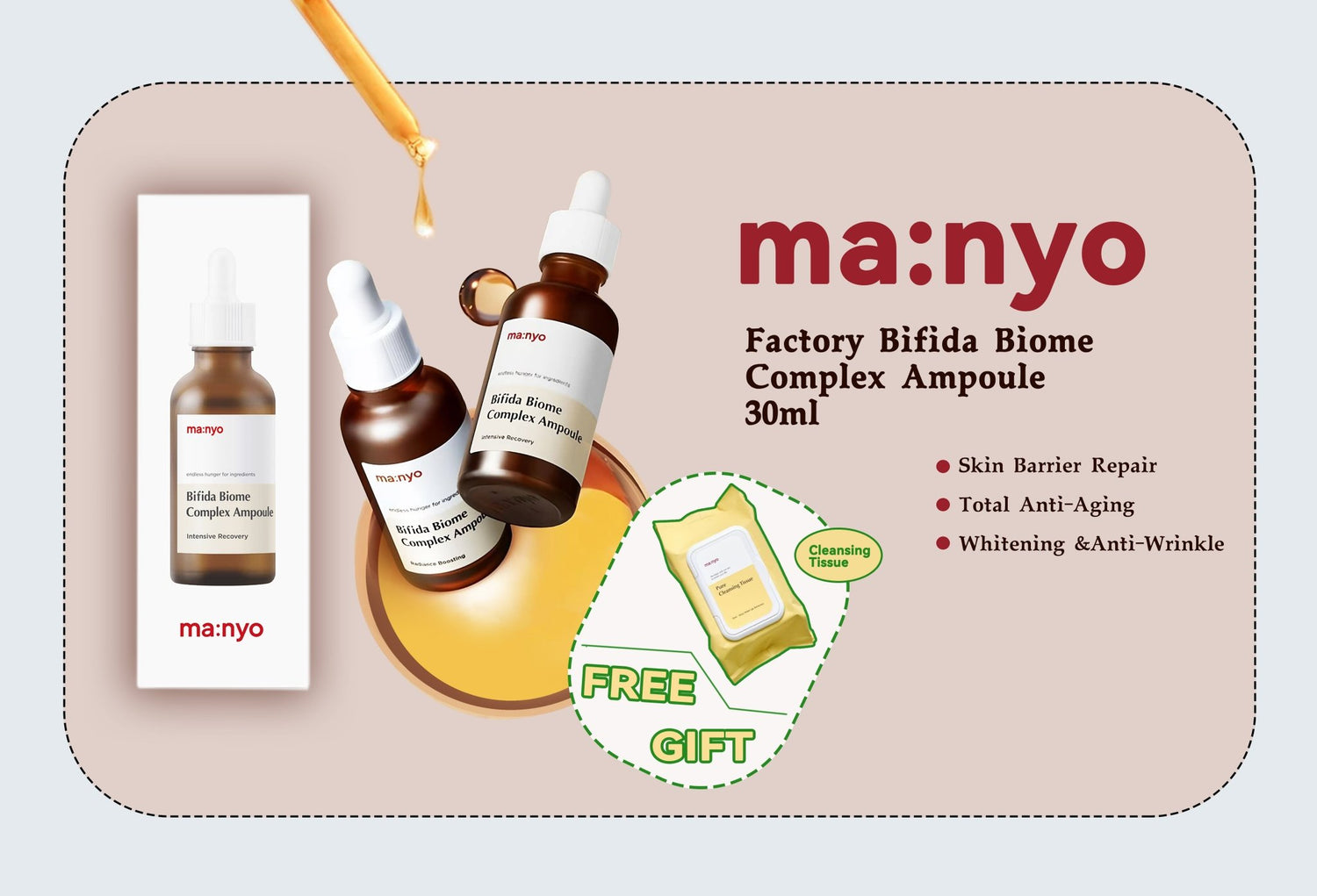Manyo Factory Bifida Biome Complex Ampoule Duo Set 30ml – Nourishing & Rejuvenating Ampoules for Healthy, Glowing Ski - Korean Beauty KR