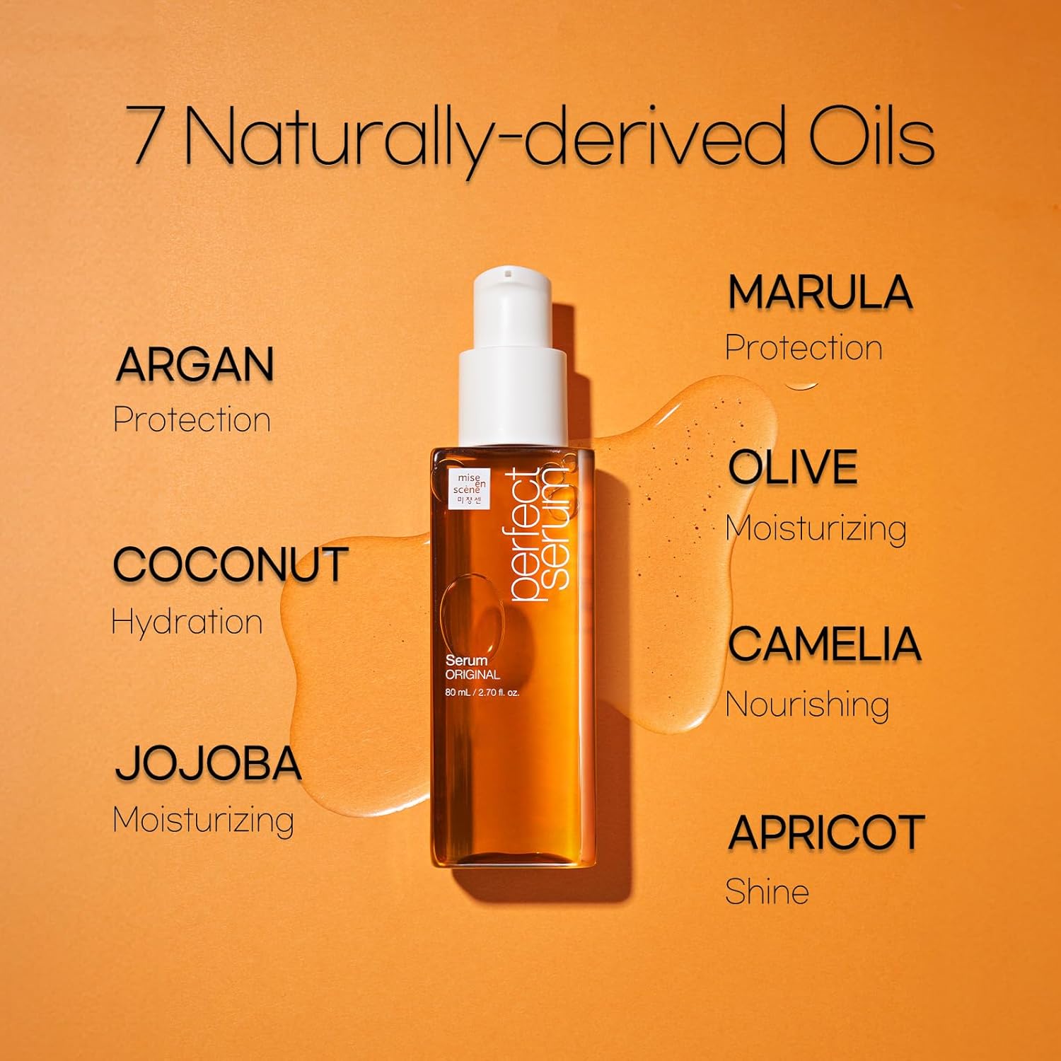 Mise En Scene Perfect Serum Original - Heat Protectant Hair Oil for Frizzy & Dry | Argan Oil | Visibly Smooths & Softens | Add Shine All Hair Types - Korean Beauty KR
