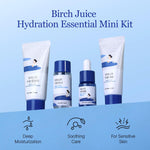 ROUND LAB Birch Juice Moisturizing Mini Kit, 4 - Step Travel Size Skincare Set (Cleanser, Toner, Serum, Cream), Daily Skin Care Routine Trial Kit for Acne - Prone and Sensitive Skin, Korean Skin Care - Korean Beauty KR