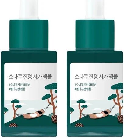 ROUND LAB Pine Calming Cica Ampoule Bundle Set 2 Pcs – Soothing & Hydrating Ampoule for Sensitive, Irritated Skin - Korean Beauty KR