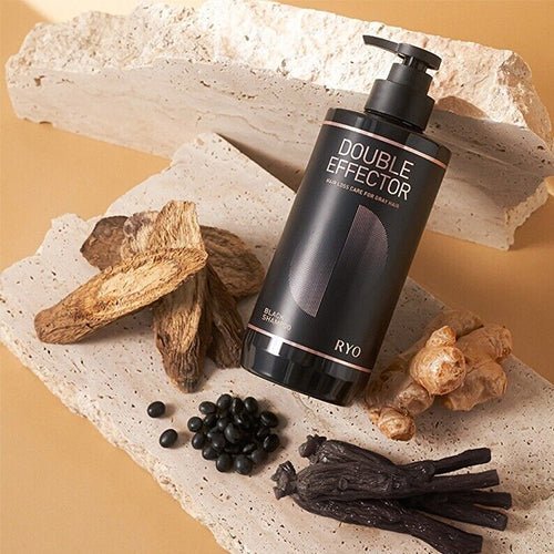Double Effector Hair Loss Care for Gray Hair Black Shampoo 543ml – Hair Thickening & Gray Hair Treatment Shampoo for Strong, Healthy Hair - Korean Beauty KR