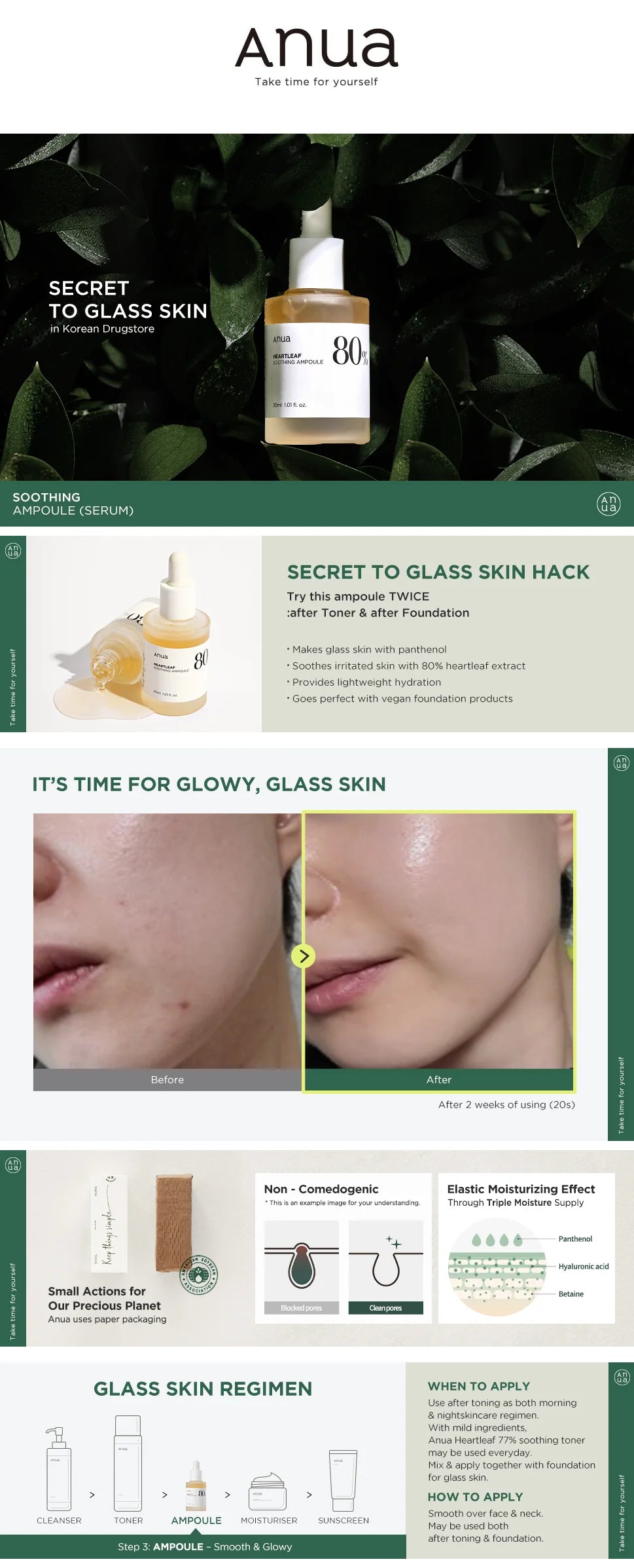 Anua Heartleaf 80% Ampoule 30ml – Soothing & Hydrating Ampoule for Sensitive, Irritated Skin - Korean Beauty KR