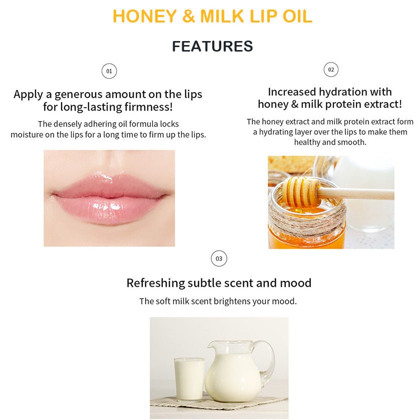 A'pieu Honey & Milk Lip Oil 5g – Nourishing & Hydrating Lip Oil for Soft, Smooth Lips - Korean Beauty KR