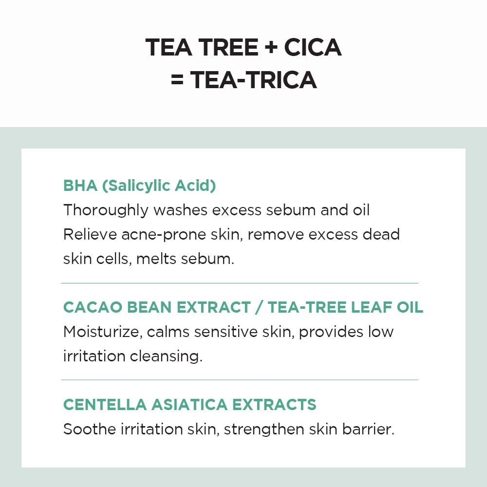SKIN1004 Madagascar Centella Tea - Trica BHA Foam 4.22 fl.oz, 125ml, Professional Cleansing Care and Relief to Acne - Prone Skin - Korean Beauty KR