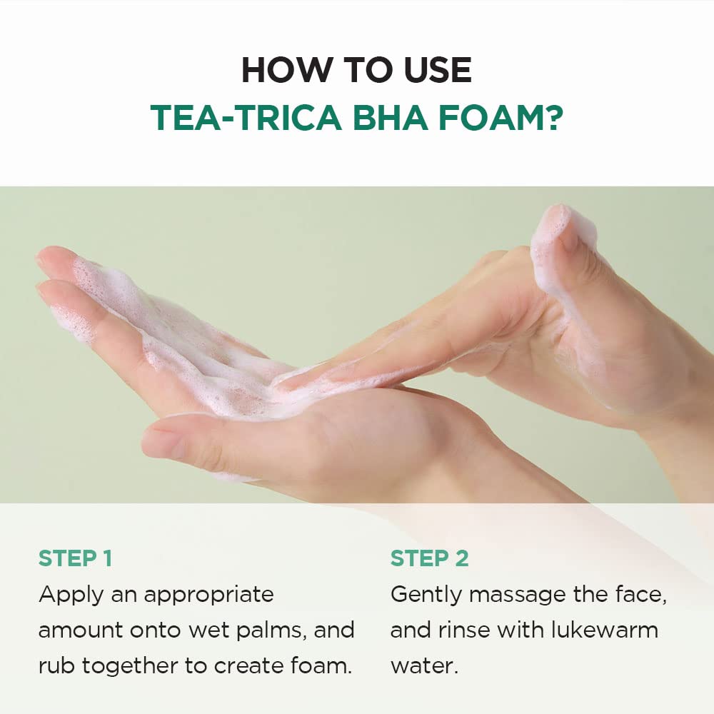 SKIN1004 Madagascar Centella Tea - Trica BHA Foam 4.22 fl.oz, 125ml, Professional Cleansing Care and Relief to Acne - Prone Skin - Korean Beauty KR