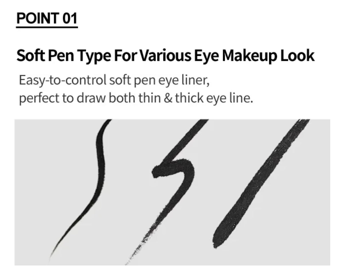 Etude House Drawing Show Brush Liner – Precise & Long - Lasting Liquid Eyeliner for Defined, Bold Eyes - Korean Beauty KR