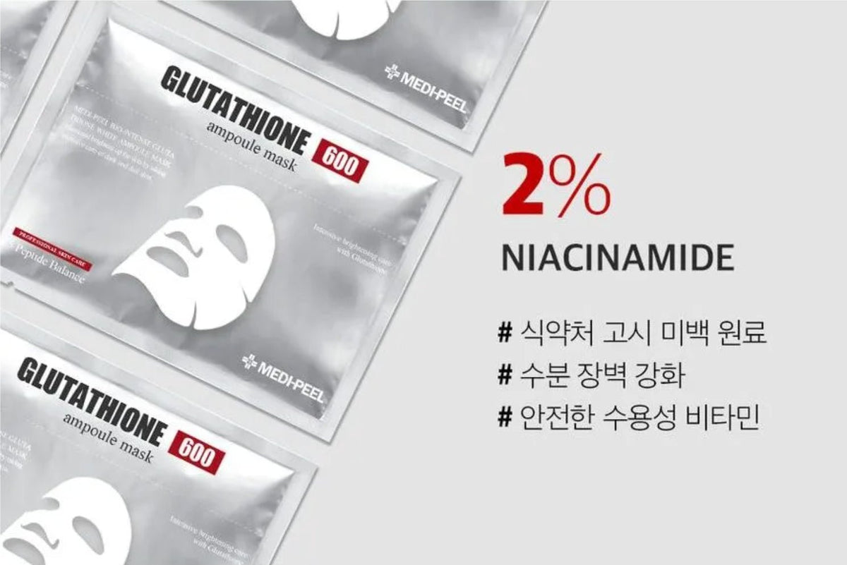Medi - Peel Bio Intense Glutathione 600 White Ampoule Mask 30ml – Brightening & Anti - Aging Mask for Glowing, Even Skin - Korean Beauty KR