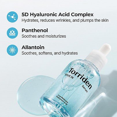 Torriden RENEW DIVE - IN Low Molecular Hyaluronic Acid Serum 50ml – Deep Hydration & Skin Rejuvenation for Smooth, Plump Skin - Korean Beauty KR