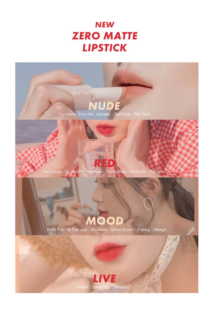 Rom&nd [Renew] ZERO Matte Lipstick – Long - Lasting, Comfortable Matte Lip Color for Bold, Defined Lips - Korean Beauty KR